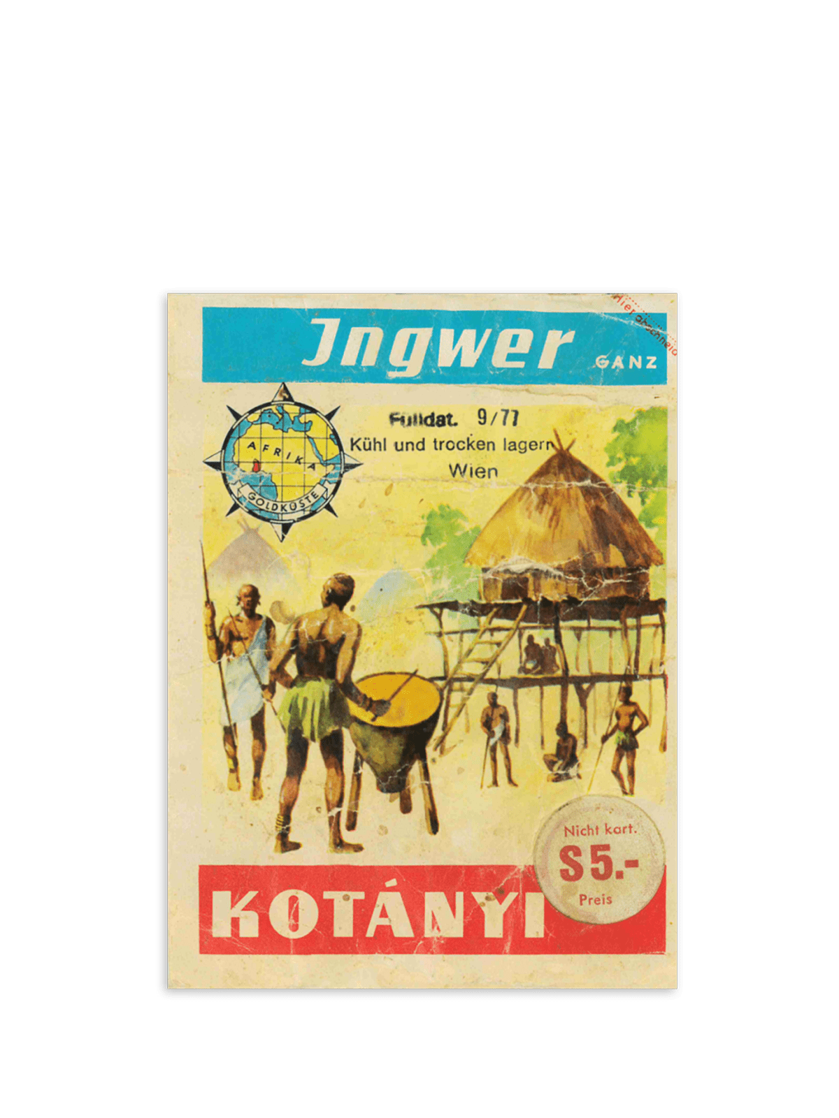 Un plic cu ghimbir Kotányi din ani anii ’70.