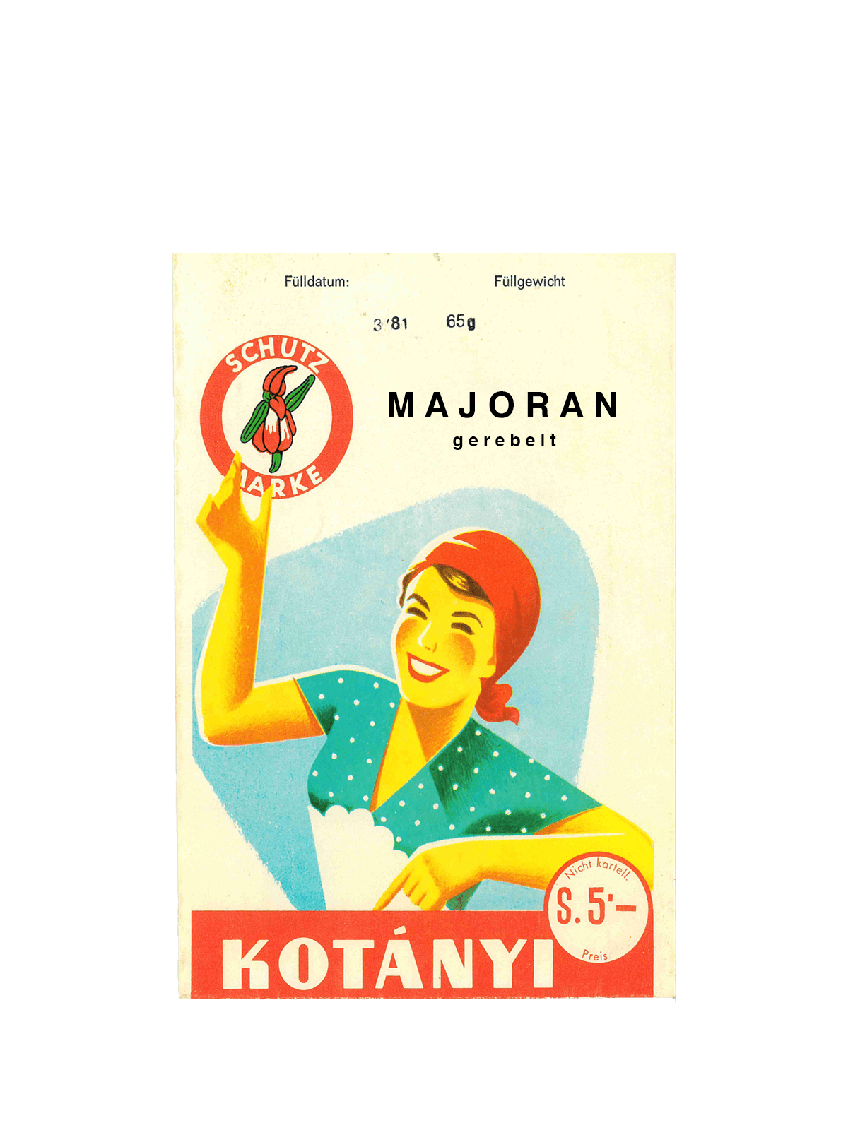 Un plic cu măghiran Kotányi din anii ’50.